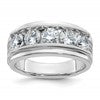 IBGoodman 14k White Gold 2 carat Lab Grown Diamond VS/SI+ G+ Five Stone Complete Polished Satin and Grooved Men's Ring