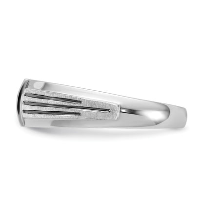 IBGoodman 14k White Gold with Black Rhodium 1/20 carat Lab Grown Diamond VS/SI+ G+ Complete Polished Satin and Grooved Five Stone Men's Ring