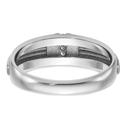 IBGoodman 14k White Gold Polished Satin and Grooved Five Stone Men's Ring Mounting