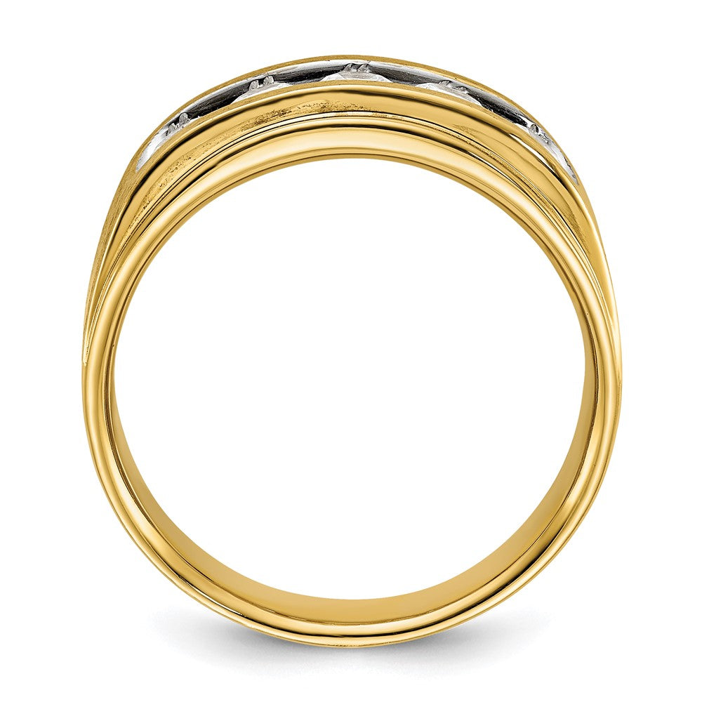 IBGoodman 14k Men's Polished and Brushed 5-Stone 1 Carat AA Quality Diamond Ring