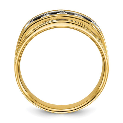 IBGoodman 14k Men's Polished and Brushed 5-Stone 1 Carat AA Quality Diamond Ring