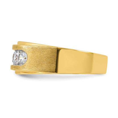 IBGoodman 14k with White Rhodium 1 carat Lab Grown Diamond VS/SI+ G+ Five Stone Complete Polished and Brushed Men's Ring