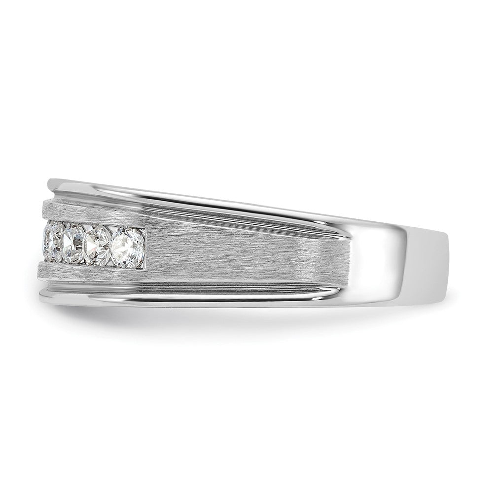 IBGoodman 14k White Gold 1/2 carat Lab Grown Diamond VS/SI+ G+ Nine Stone Complete Polished Brushed and Grooved Men's Ring