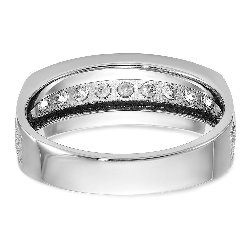 IBGoodman 14k White Gold 1/2 carat Lab Grown Diamond VS/SI+ G+ Nine Stone Complete Polished Brushed and Grooved Men's Ring