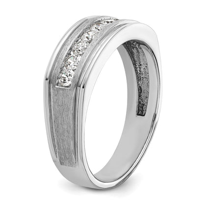 IBGoodman 14k White Gold Nine Stone Polished Brushed and Grooved Ring Mounting