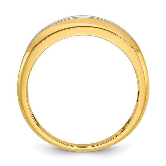 IBGoodman 10k with White Rhodium Men's Polished Two-Row 3/4 Carat A Quality Diamond Ring