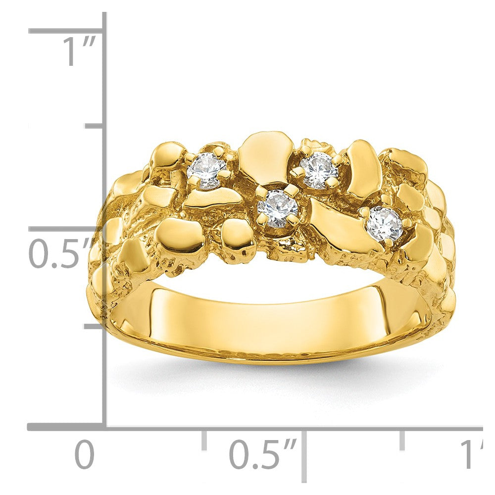 IBGoodman 10k Men's Polished Nugget Texture 1/4 Carat A Quality Diamond Ring
