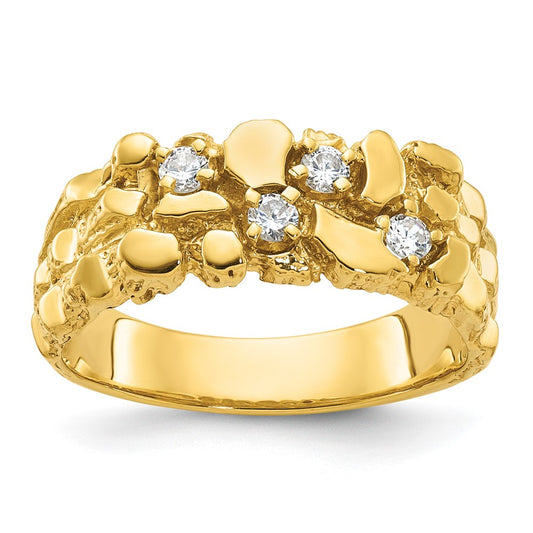 10k IBGoodman Men's Polished Nugget Textured Ring Mounting