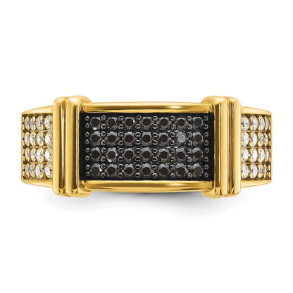 IB Goodman 10k and Black Rhodium Mens 5/8 carat Black and White Diamond Complete Ring
