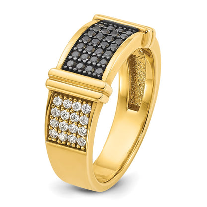 IB Goodman 10k and Black Rhodium Mens 5/8 carat Black and White Diamond Complete Ring