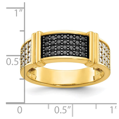 IB Goodman 10k and Black Rhodium Mens 5/8 carat Black and White Diamond Complete Ring