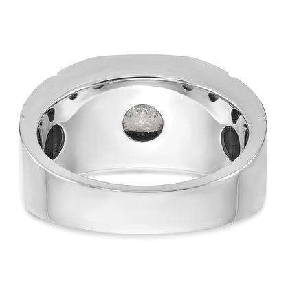 IBGoodman 14k White Gold 5/8 carat Lab Grown Diamond VS/SI+ G+ Complete Polished and Satin Men's Ring