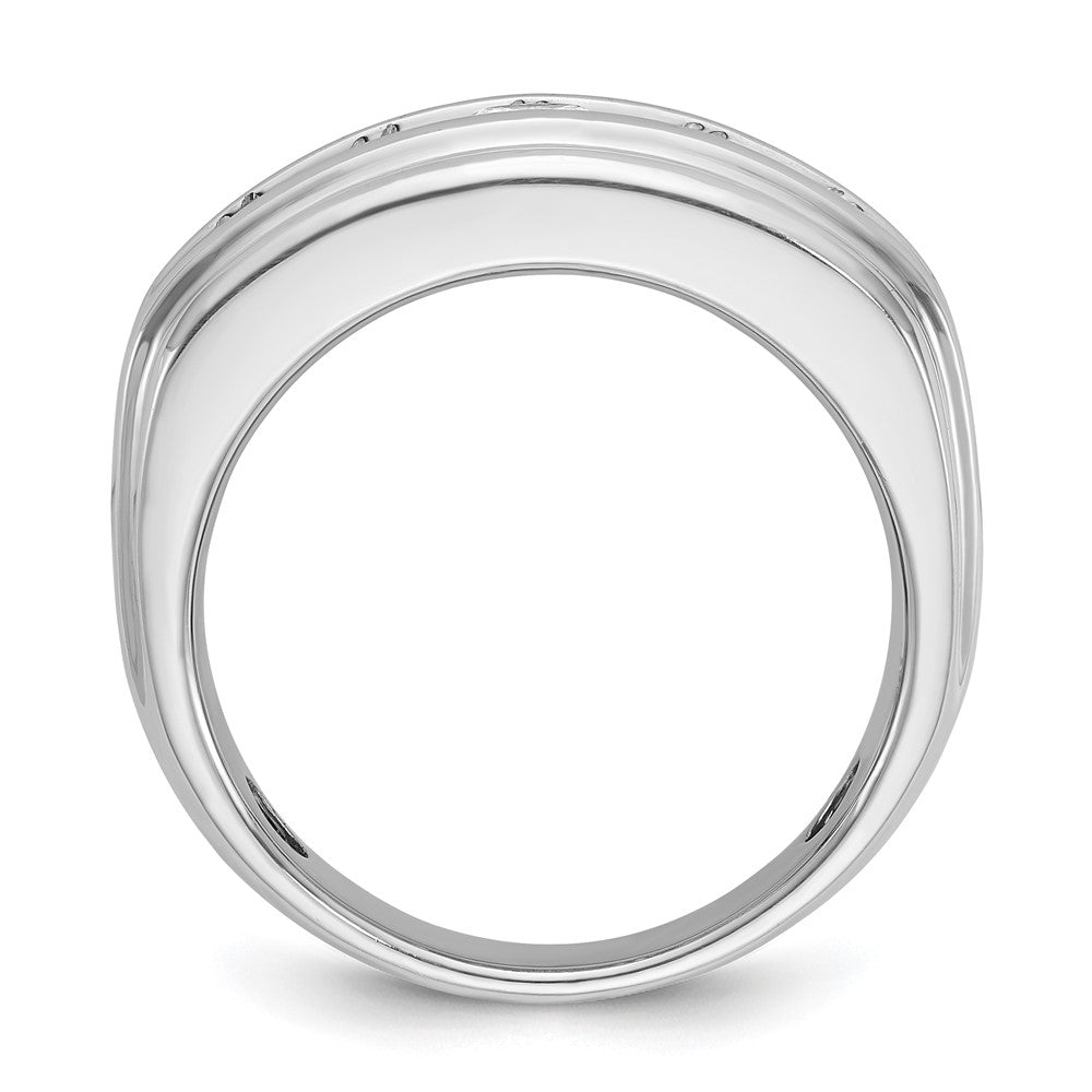 IBGoodman 10k White Gold Men's Polished and Grooved 2 Carat A Quality Diamond Ring