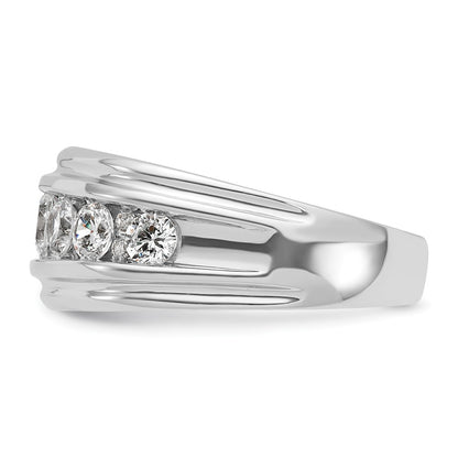 IBGoodman 10k White Gold Men's Polished and Grooved 2 Carat A Quality Diamond Ring