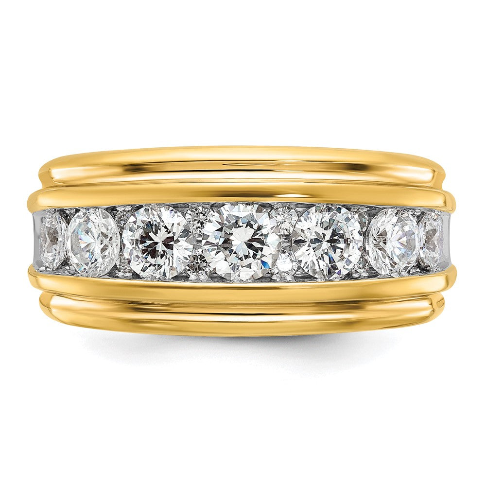 IBGoodman 10k with White Rhodium Men's Polished and Grooved 2 Carat A Quality Diamond Ring