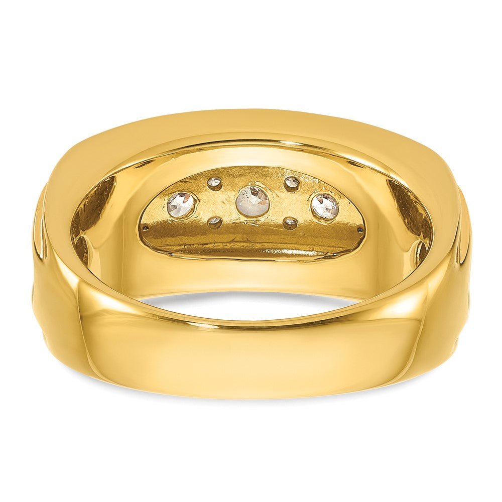 IBGoodman 10k with White Rhodium Men's Polished and Grooved 2 Carat A Quality Diamond Ring