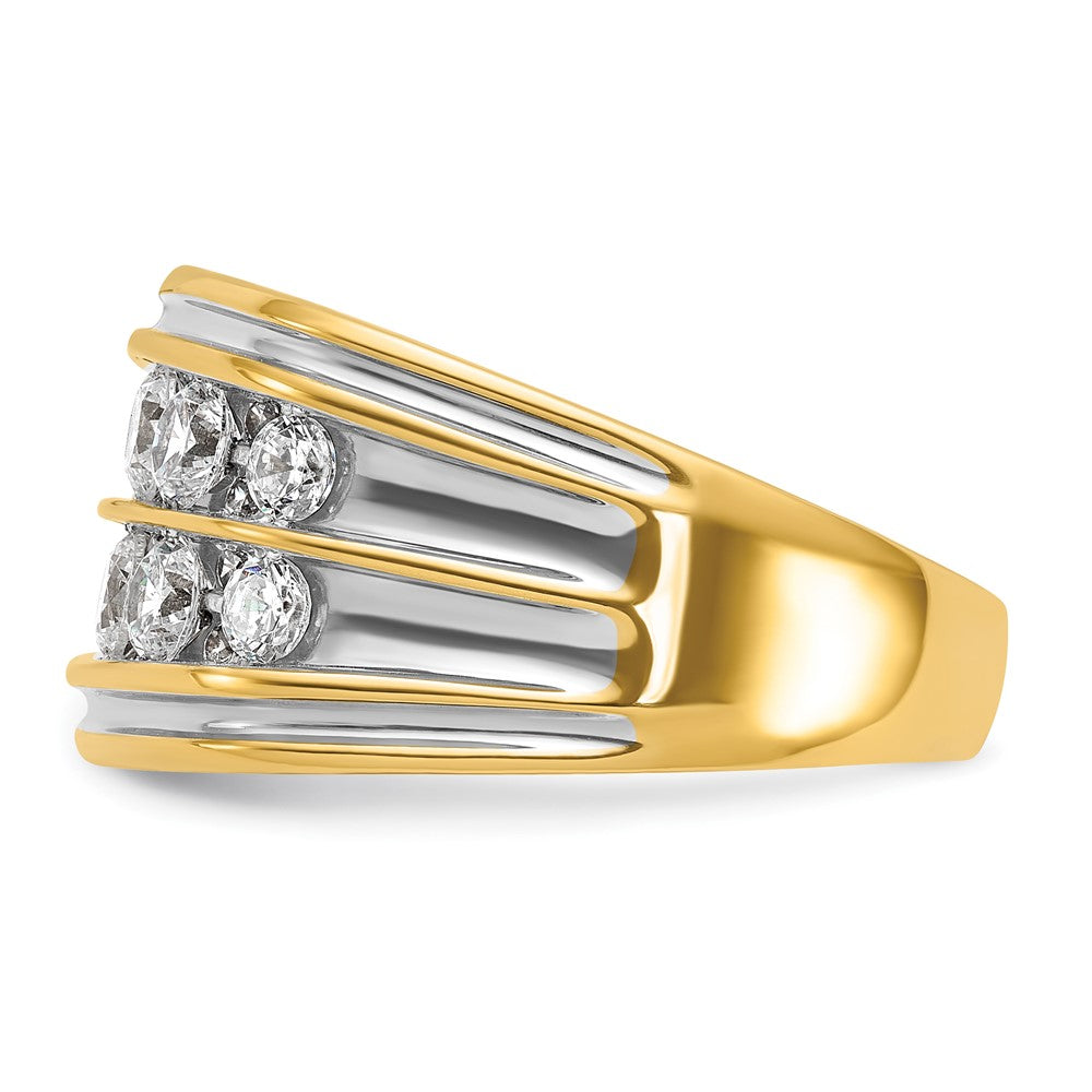 IBGoodman 14k with White Rhodium 2 carat Lab Grown Diamond VS/SI+ G+ Complete Two Row Men's Ring