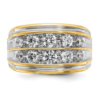 IBGoodman 14k with White Rhodium 2 carat Lab Grown Diamond VS/SI+ G+ Complete Two Row Men's Ring
