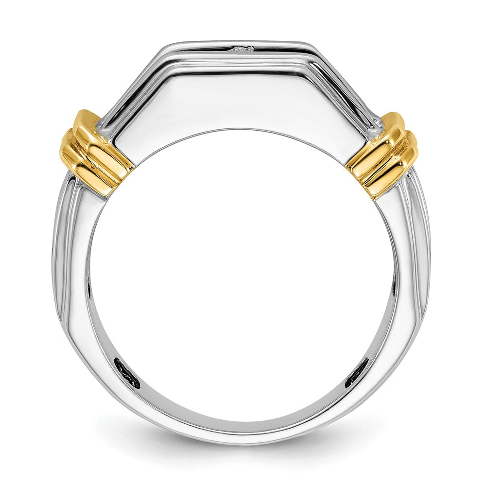 True Origin IBGoodman 14k Two-tone 1 carat Lab Grown Diamond VS+ F+ Five Stone Complete Polished and Grooved Men's Ring