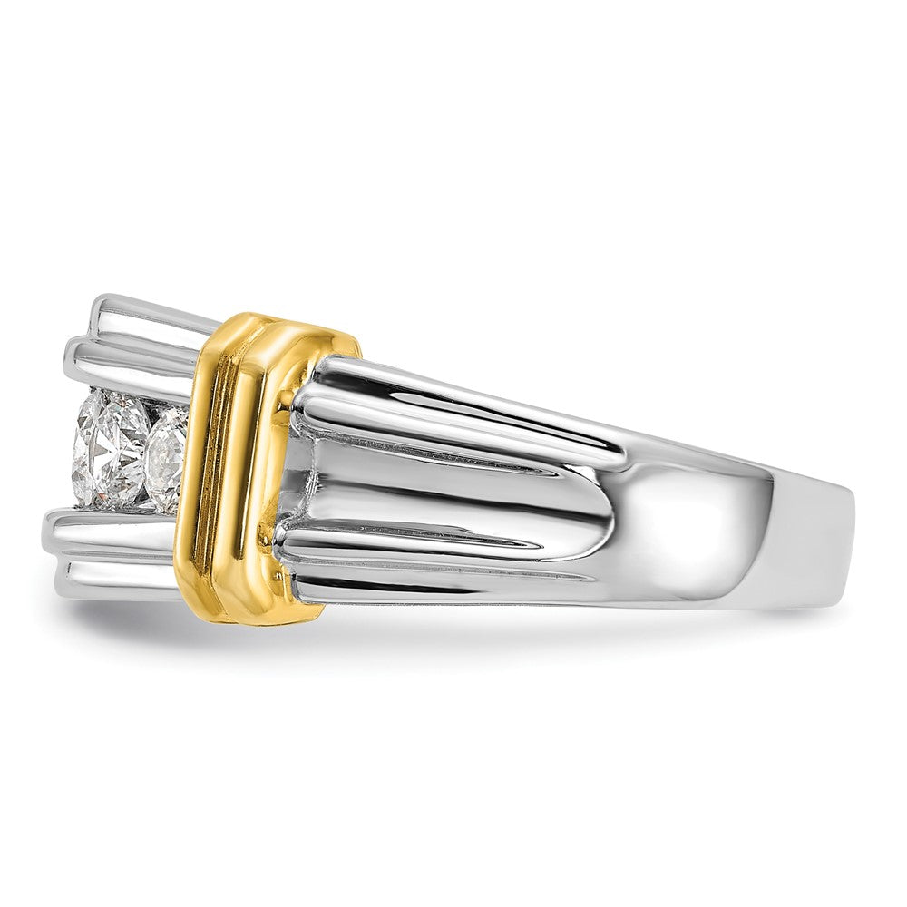 True Origin IBGoodman 14k Two-tone 1 carat Lab Grown Diamond VS+ F+ Five Stone Complete Polished and Grooved Men's Ring