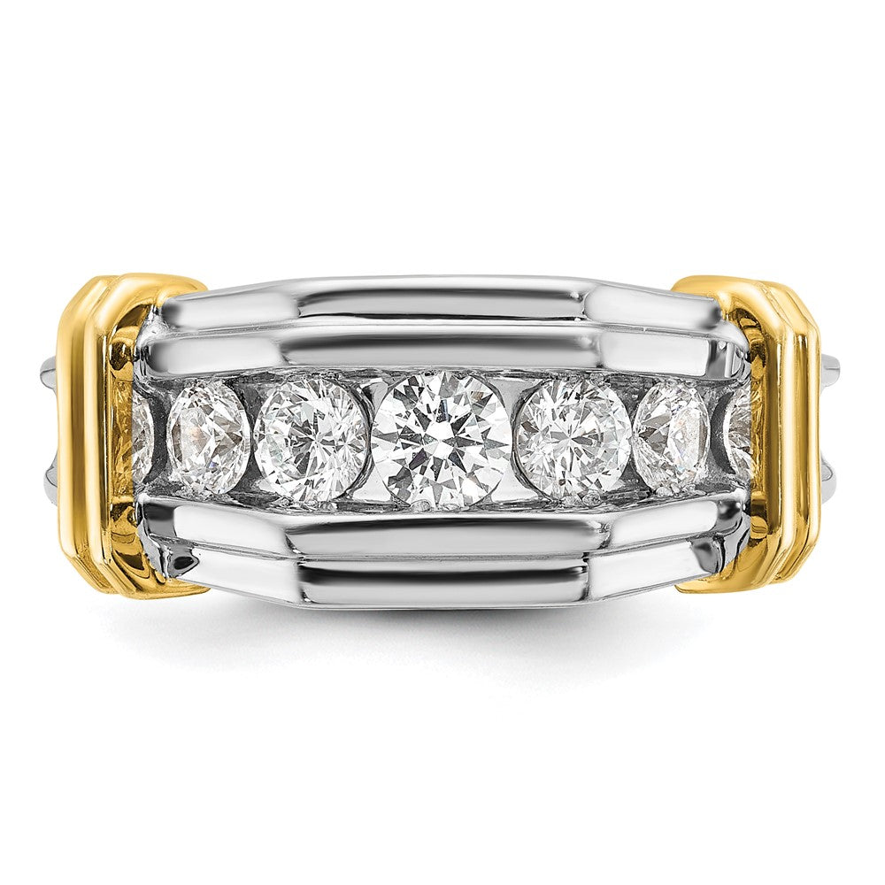 True Origin IBGoodman 14k Two-tone 1 carat Lab Grown Diamond VS+ F+ Five Stone Complete Polished and Grooved Men's Ring