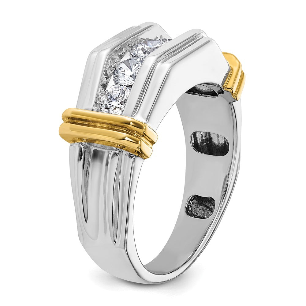 True Origin IBGoodman 14k Two-tone 1 carat Lab Grown Diamond VS+ F+ Five Stone Complete Polished and Grooved Men's Ring
