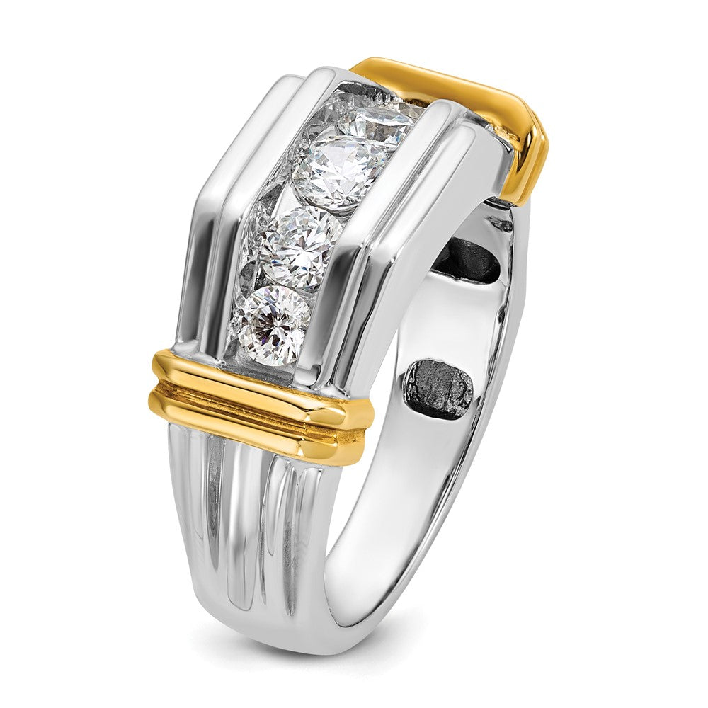 True Origin IBGoodman 14k Two-tone 1 carat Lab Grown Diamond VS+ F+ Five Stone Complete Polished and Grooved Men's Ring