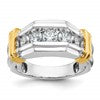 True Origin IBGoodman 14k Two-tone 1 carat Lab Grown Diamond VS+ F+ Five Stone Complete Polished and Grooved Men's Ring