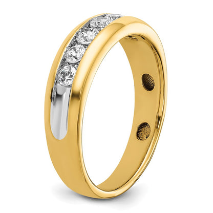 IBGoodman 14k with White Rhodium 1 1/2 carat Lab Grown Diamond VS/SI+ G+ Seven Stone Complete Polished Men's Ring