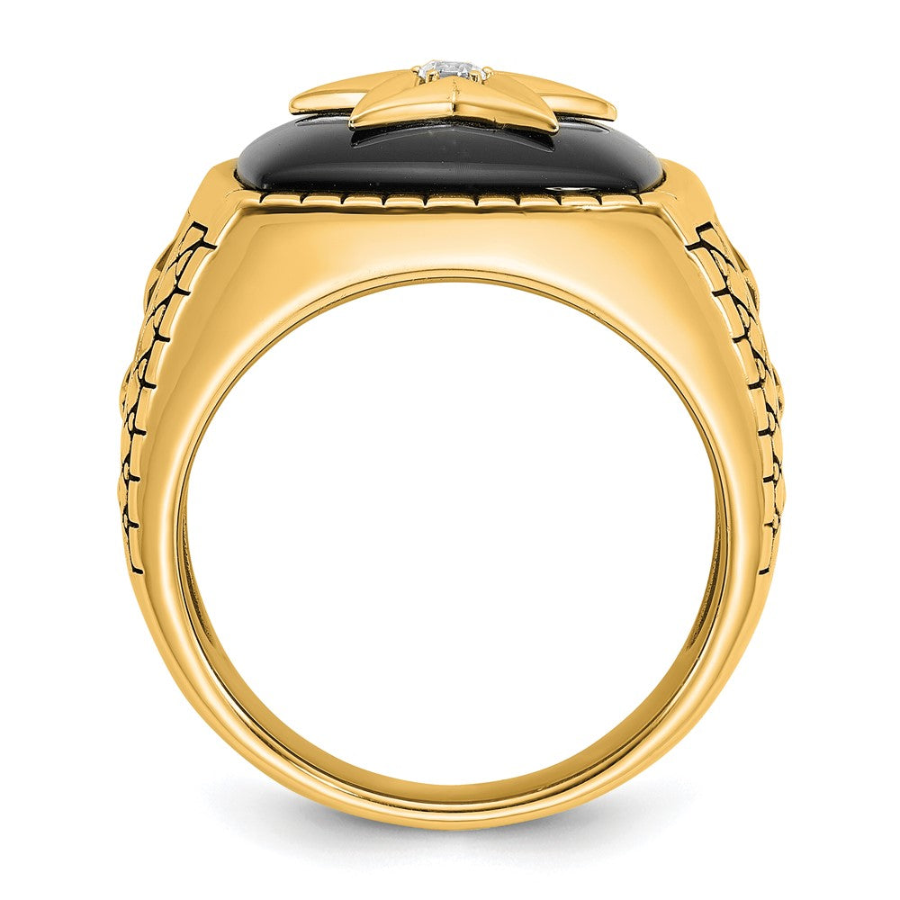 IB Goodman 10k Mens Holds 16x15mm Cushion Gemstone and 1-2.3mm Diamond Star Ring Mounting