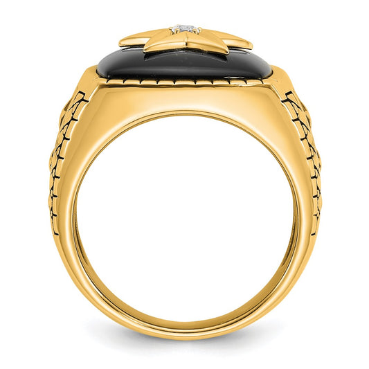 IB Goodman 10k Mens Holds 16x15mm Cushion Gemstone and 1-2.3mm Diamond Star Ring Mounting