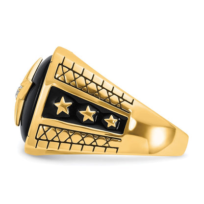 IB Goodman 10k Mens Holds 16x15mm Cushion Gemstone and 1-2.3mm Diamond Star Ring Mounting
