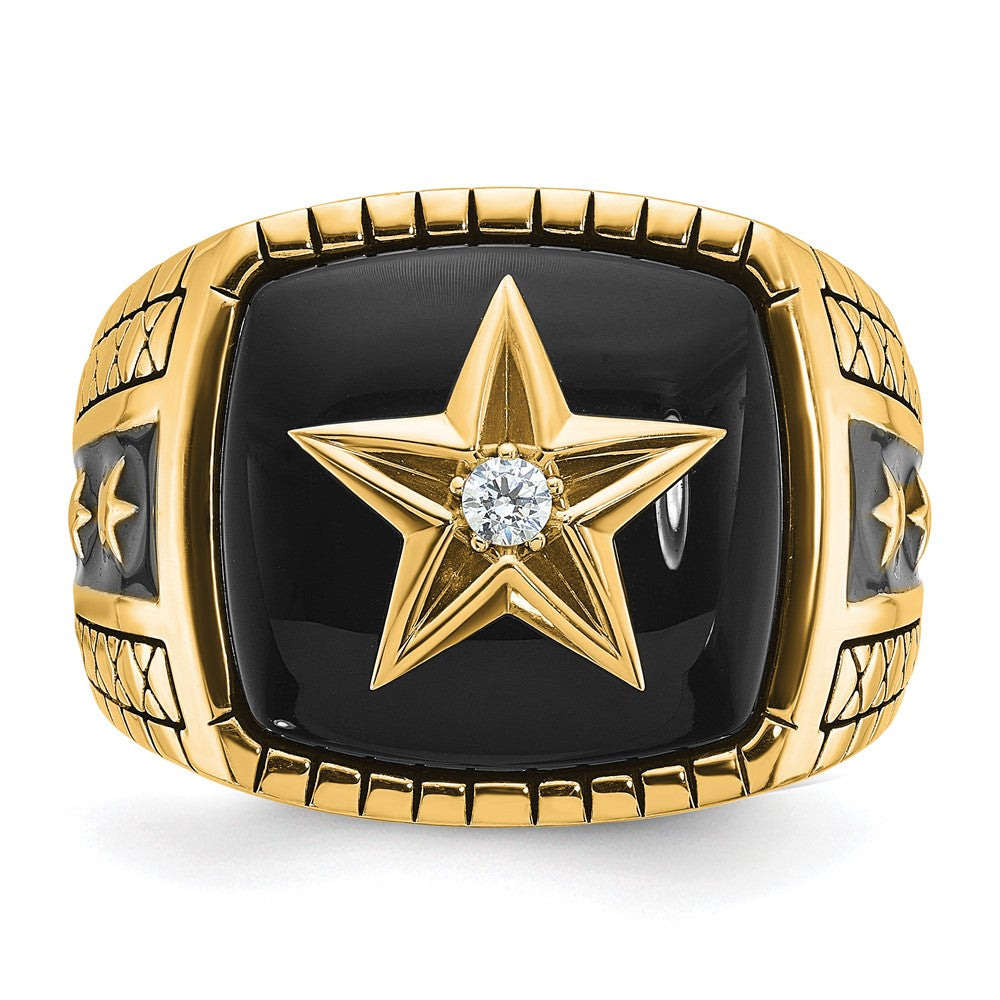 IB Goodman 10k Mens Holds 16x15mm Cushion Gemstone and 1-2.3mm Diamond Star Ring Mounting