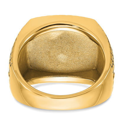IB Goodman 10k Mens Holds 16x15mm Cushion Gemstone and 1-2.3mm Diamond Star Ring Mounting
