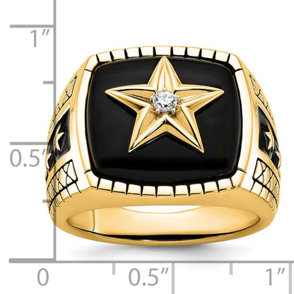 IB Goodman 10k Mens Holds 16x15mm Cushion Gemstone and 1-2.3mm Diamond Star Ring Mounting