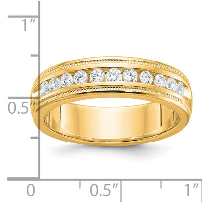 IBGoodman 10k Men's Polished and Milgrain 11-Stone 1/2 Carat A Quality Diamond Ring