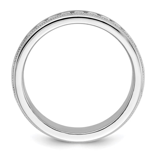 IBGoodman 14k White Gold Men's Polished and Milgrain 11-Stone Ring Mounting