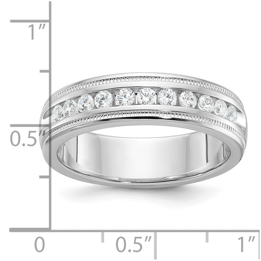IBGoodman 14k White Gold Men's Polished and Milgrain 11-Stone Ring Mounting