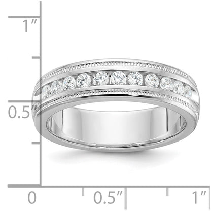IBGoodman 14k White Gold Men's Polished and Milgrain 11-Stone Ring Mounting