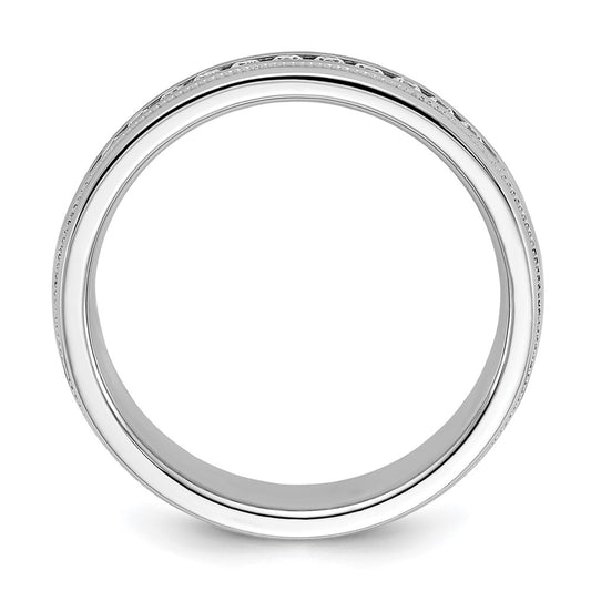 IBGoodman 14k White Gold Men's Polished and Milgrain 11-Stone Ring Mounting