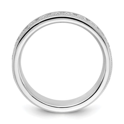 IBGoodman 14k White Gold Polished and Miligrain Eleven Stone Men's Ring Mounting
