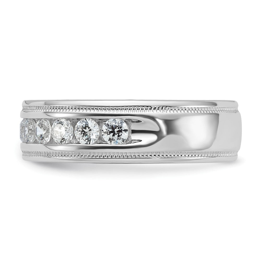 IBGoodman 14k White Gold Polished and Miligrain Eleven Stone Men's Ring Mounting