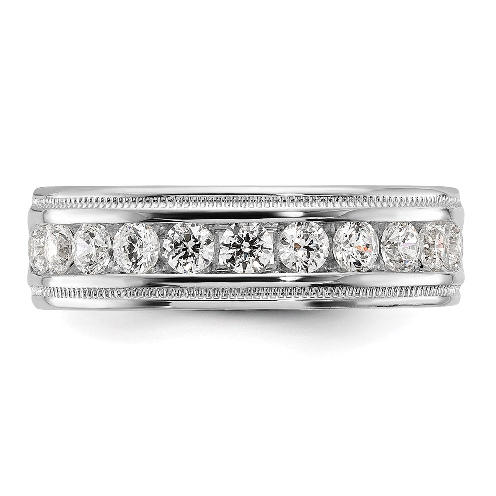 IBGoodman 14k White Gold Polished and Miligrain Eleven Stone Men's Ring Mounting