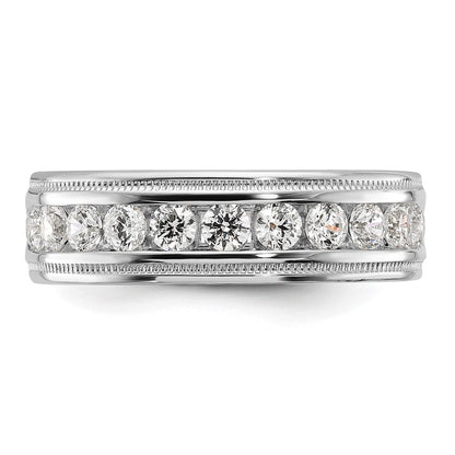 IBGoodman 14k White Gold Polished and Miligrain Eleven Stone Men's Ring Mounting