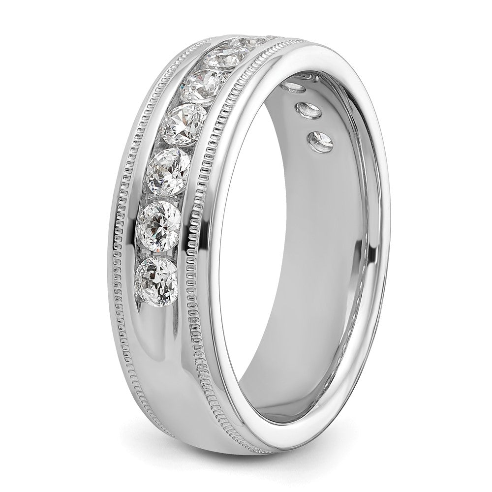 IBGoodman 14k White Gold 1 carat Lab Grown Diamond VS/SI+ G+ Complete Polished and Miligrain Eleven Stone Men's Ring