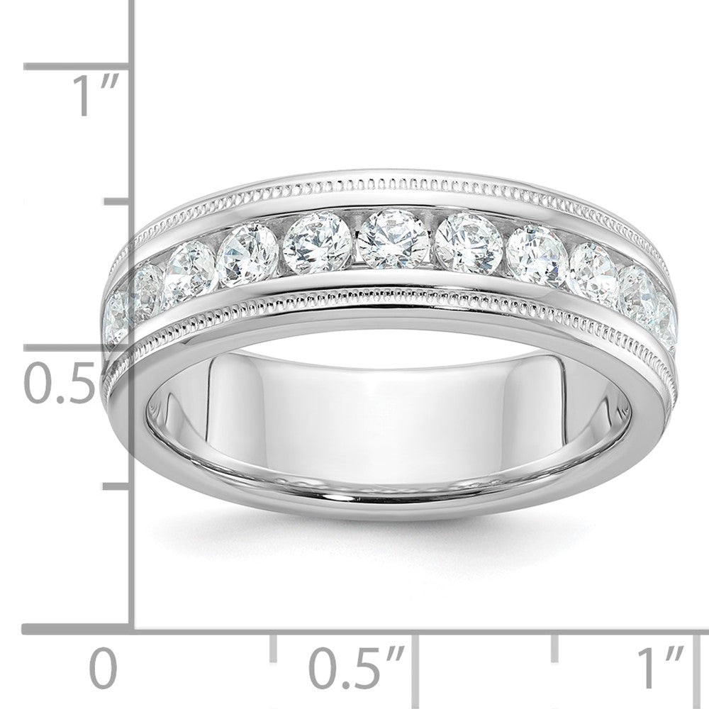 IBGoodman 14k White Gold Polished and Miligrain Eleven Stone Men's Ring Mounting