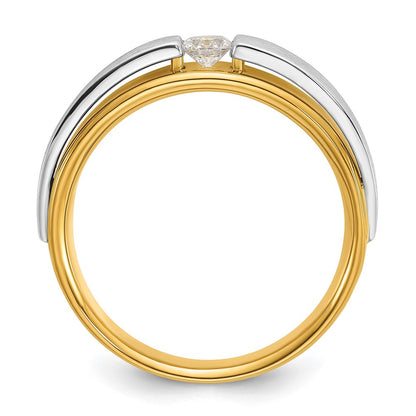 IBGoodman 14k Two-tone 1/15 carat Lab Grown Diamond VS/SI+ G+ Complete Polished and Satin Men's Band