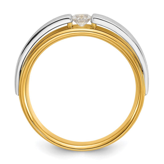 IBGoodman 14k Two-tone 1/15 carat Lab Grown Diamond VS/SI+ G+ Complete Polished and Satin Men's Band