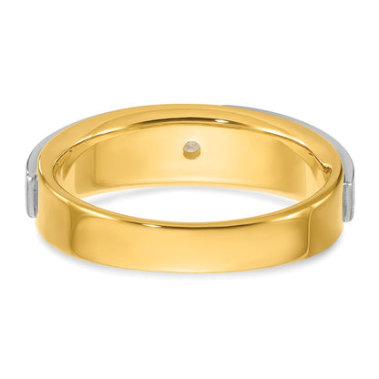 IBGoodman 14k Two-tone 1/15 carat Lab Grown Diamond VS/SI+ G+ Complete Polished and Satin Men's Band