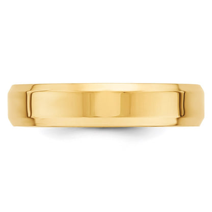 14k Yellow Gold 5mm Beveled Edge Comfort Fit Wedding Band Size 8
